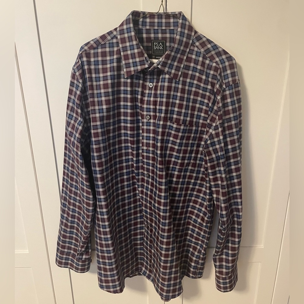 Joseph A. Bank Maroon Button Down Shirt